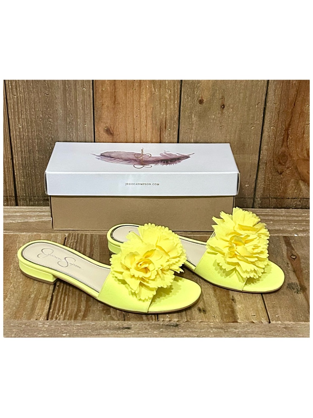 Jessica Simpson Leather Caralin Slide Sandals. - Picture 13 of 16